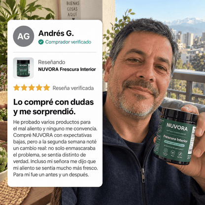 NUVORA – Fórmula para el aliento de tres fuentes (intestino · boca · hígado)